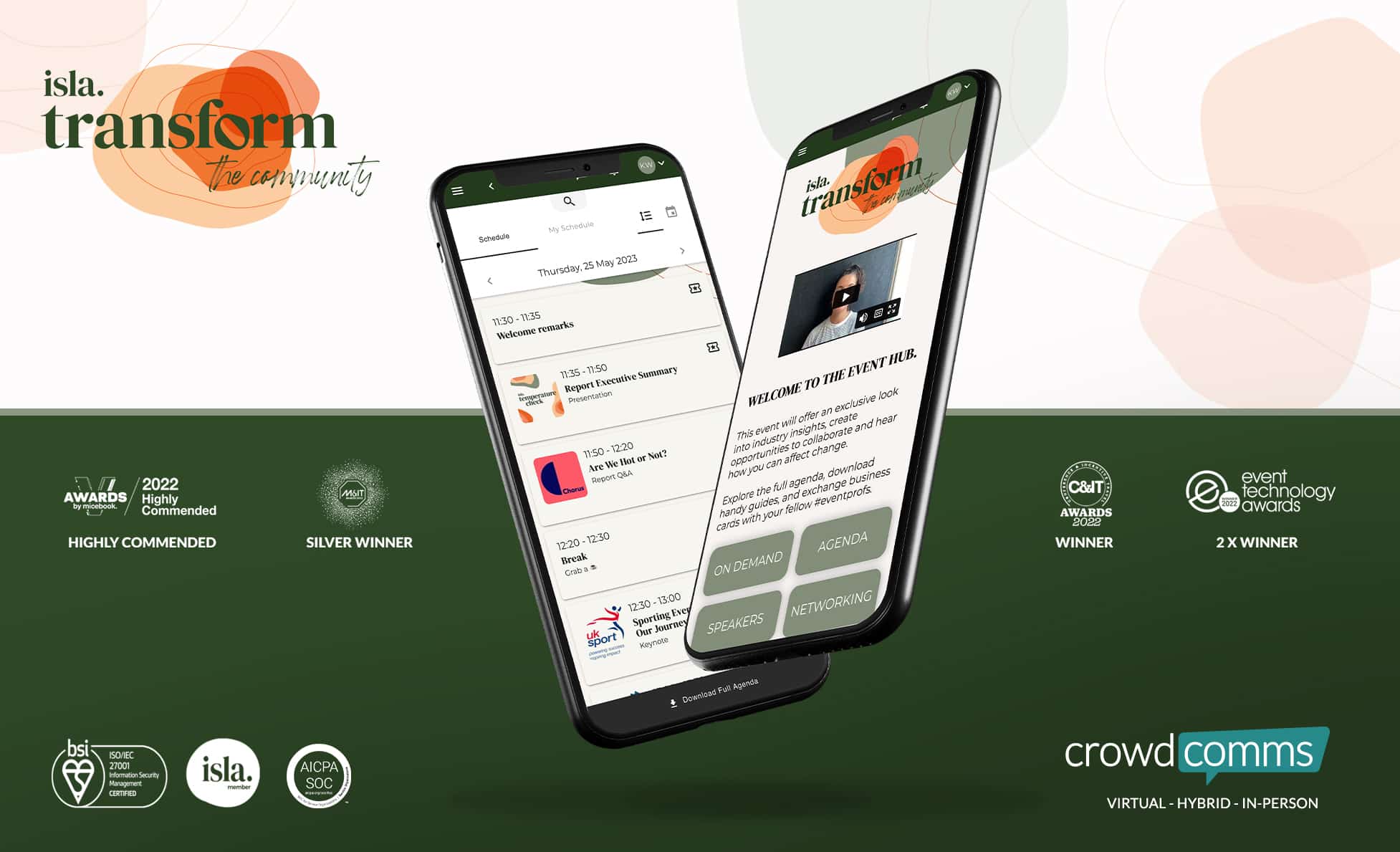 isla Transform virtual event powered by CrowdComms, Case Study, Event Tech, Event App